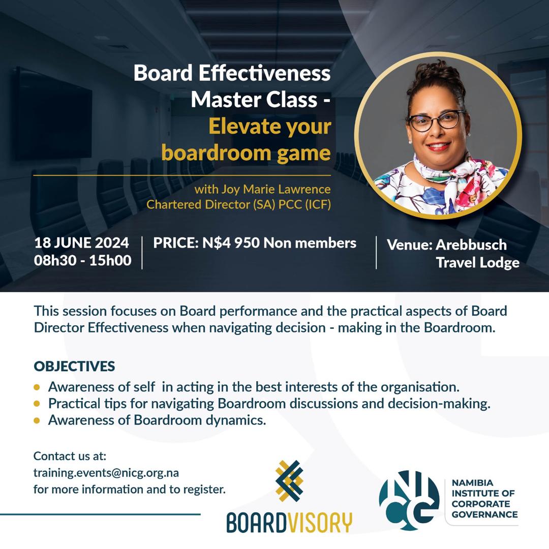 Board Effectiveness MasterClass – Elevate your Boardroom Game – Namibia ...